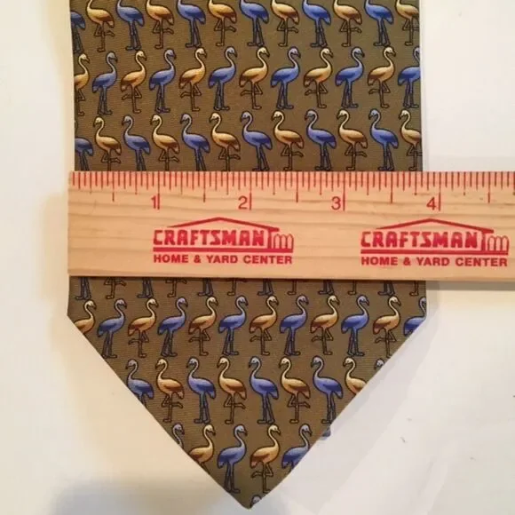 Men’s Handmade Lord & Taylor Silk Tie All-Over Flamingo Pattern - Picture 2 of 3